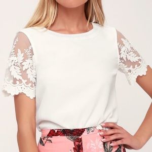 Lulus Lisa Marie White Embroidered Top